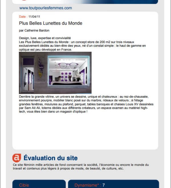 House of eyewear - presse Tout pour les femmes