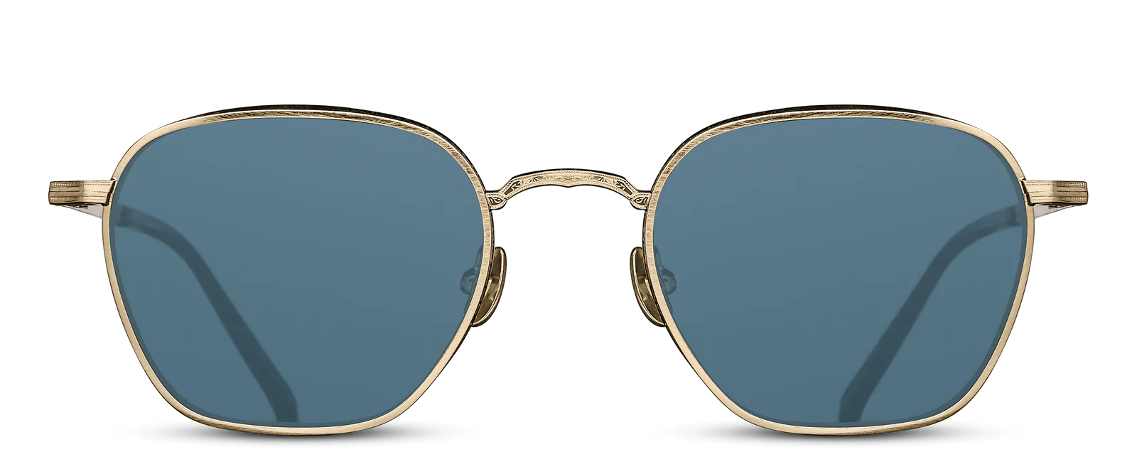 monture solaire homme Matsuda M3101 carré rectangle titane or verres bleu