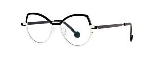 monture optique femme Theo Strip metal grande papillon noire blanche