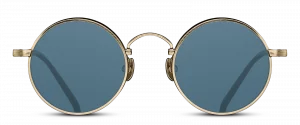 monture solaire homme Matsuda M3100 vintage ronde metal titane bronze antique gold verres bleu