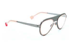 monture optique homme femme Sabine Be pilote métal grise argent preforée rose Be Legend Hole