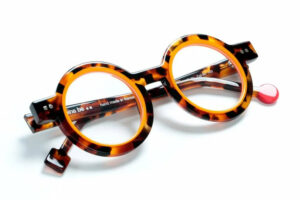 monture optique homme femme Sabine be Be addict ronde écaille orange