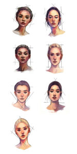 Illustration stylisée des principales formes de visage homme et femme pour choisir ses lunettes