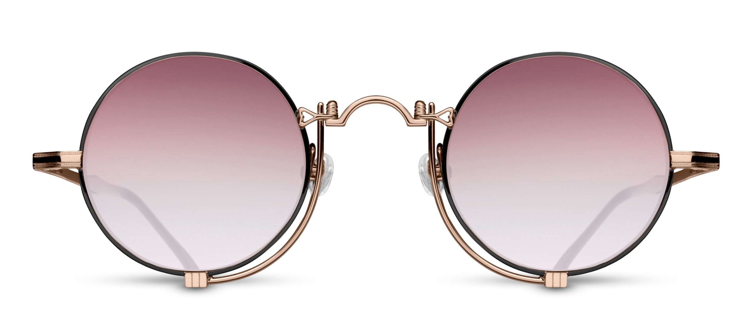 monture solaire homme femme matsuda heritage ronde fine titane rose gold black verres rose