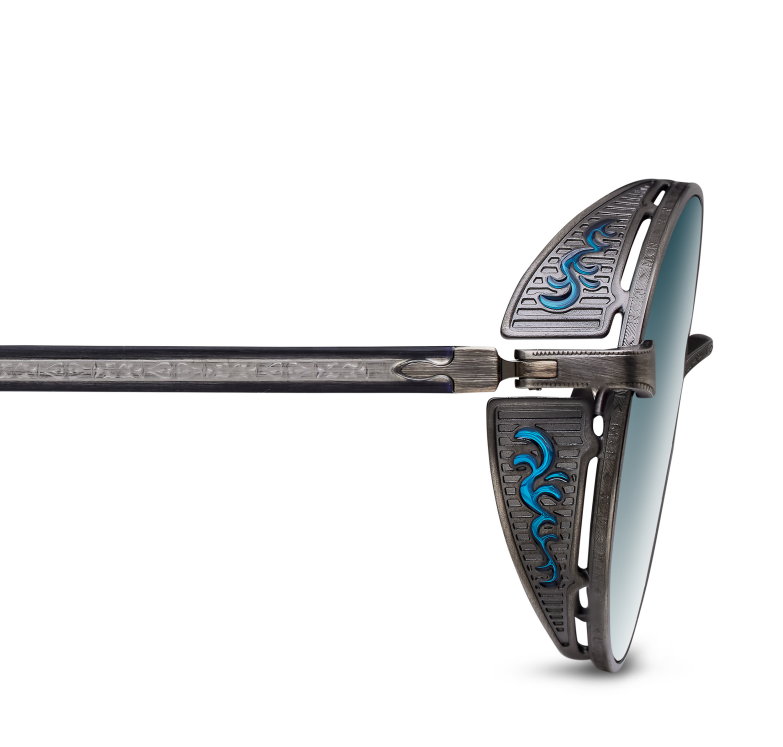 monture solaire homme femme Matsuda M3137 métal titane ovale coque silver verres degradé