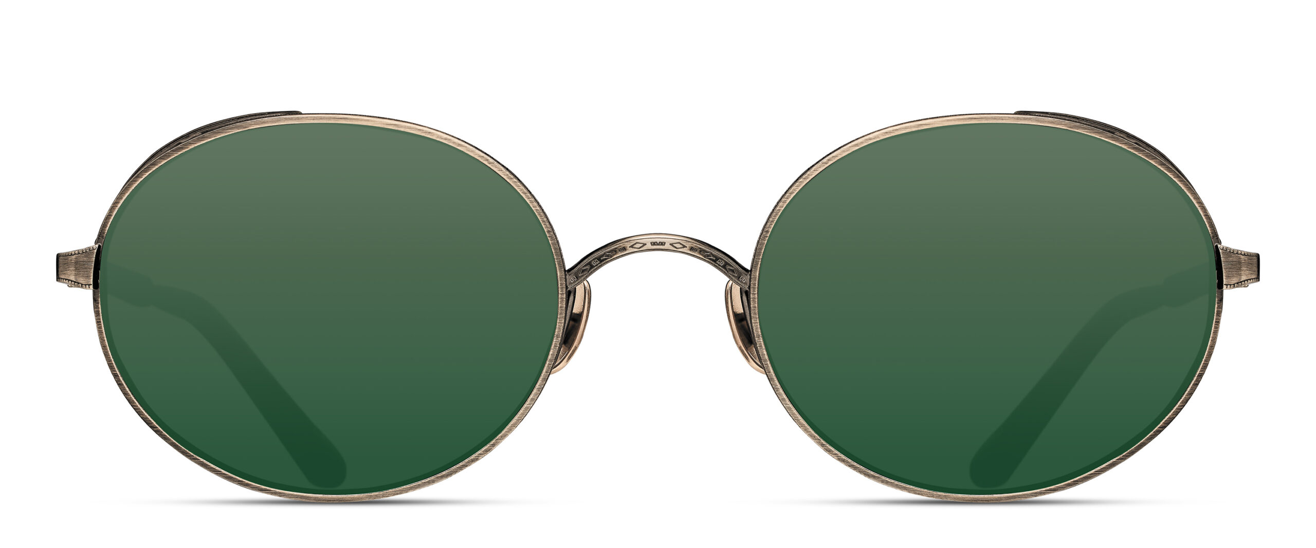 monture solaire homme femme Matsuda M3137 métal titane ovale coque antique gold verres vert