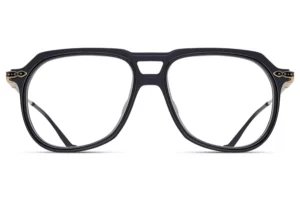 monture optique homme femme matsuda M2073 grande pilote combinée noire branche titane gold