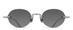 monture solaire homme femme matsuda M5002 ovale percée sans monture titane argent verres noir