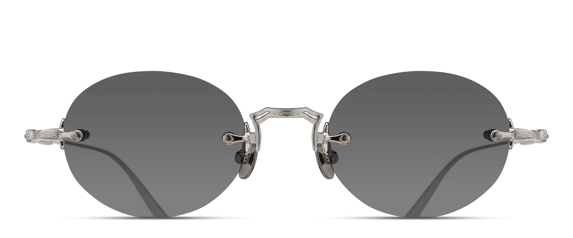 monture solaire homme femme matsuda M5002 ovale percée sans monture titane argent verres noir