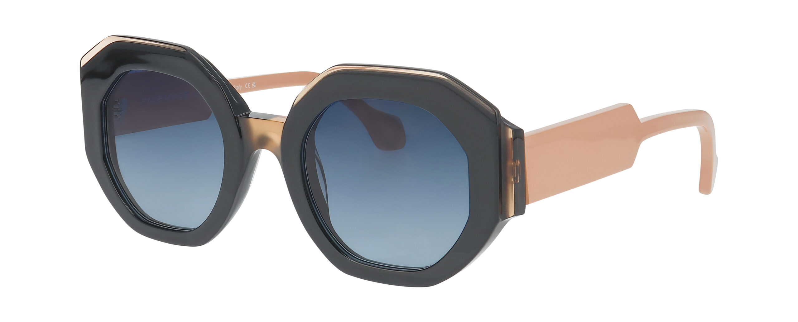 lunettes solaire femme Face a Face FROST 1 gris oversize verres bleu dégradé trois quart