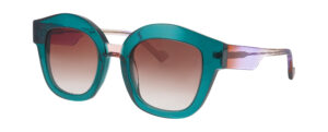 monture solaire femme Face a Face FLOW 2 vert oversize dégradé marron trois quart