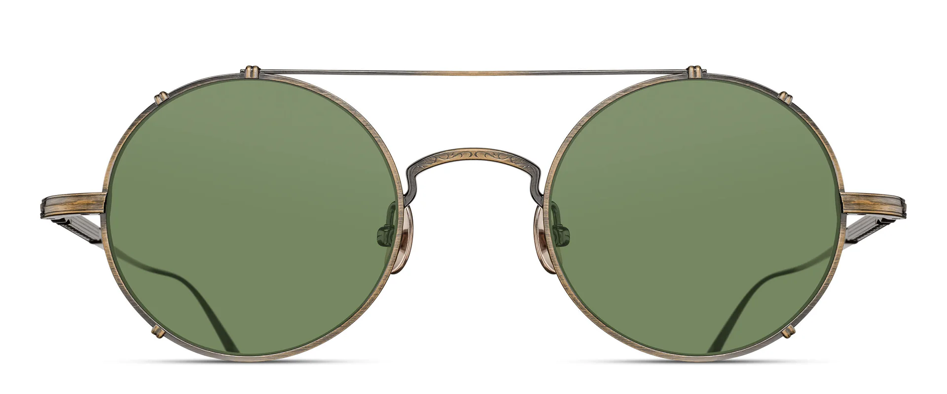 Lunettes solaires Matsuda M3143 AG rond métal antique gold verres verts – opticien Paris The House of Eyewear