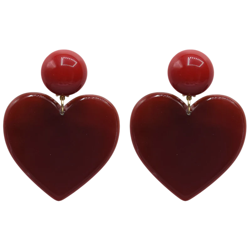 Boucles d’oreilles Love Francine Bramli rouge résine forme cœur design