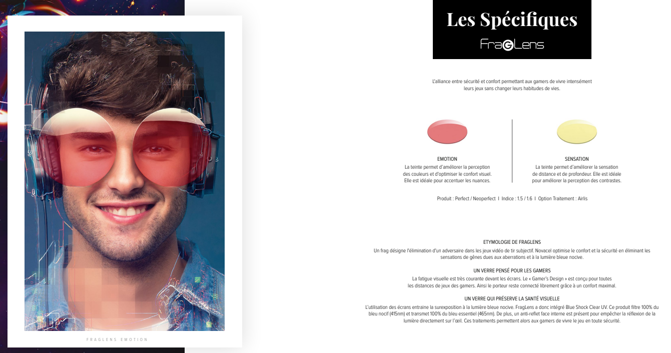 Verres spécifiques FragLens Novacel pour gaming et confort visuel chez votre opticien Paris 1er