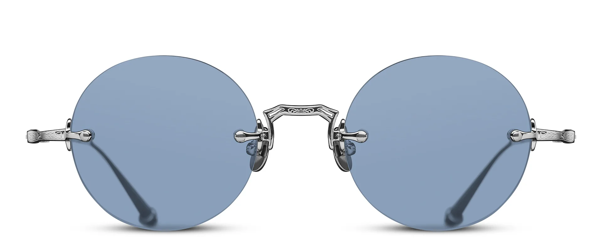 Lunettes de soleil Matsuda M5007 PW argent avec verres bleu clair vue de face chez The House of Eyewear opticien Paris 1er