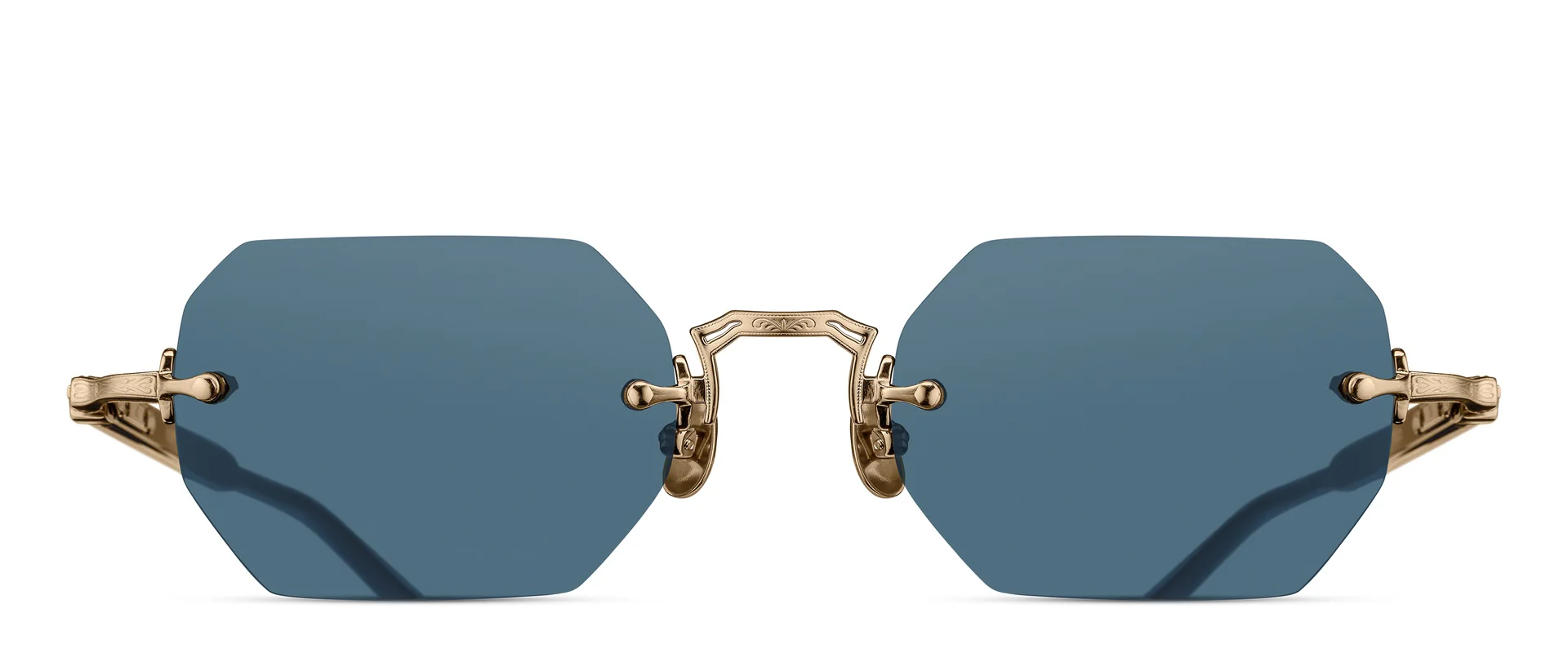 Lunettes de soleil Matsuda M5010 SG BG NVY or avec verres bleu marine géométriques vue de face chez The House of Eyewear opticien Paris 1er