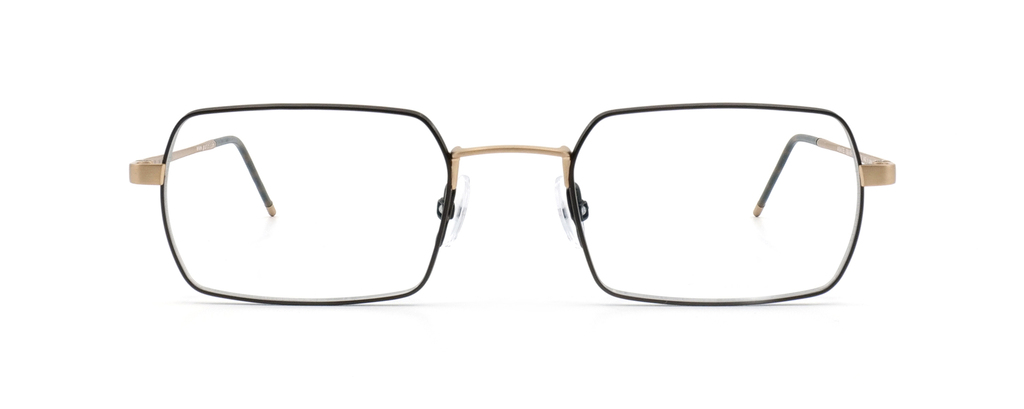Lunettes rectangulaires géométriques Gotti Abate GLB-BR brun et or en titane vue de face chez The House of Eyewear Paris 1er