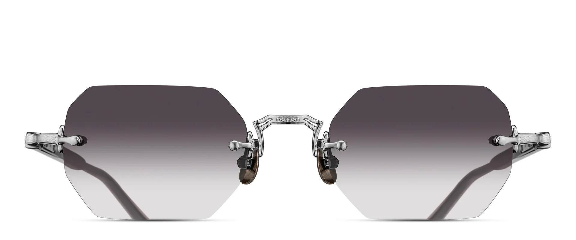 Lunettes de soleil Matsuda M5010 BS BLK argent brossé avec verres noirs dégradés vue de face chez The House of Eyewear opticien Paris 1er