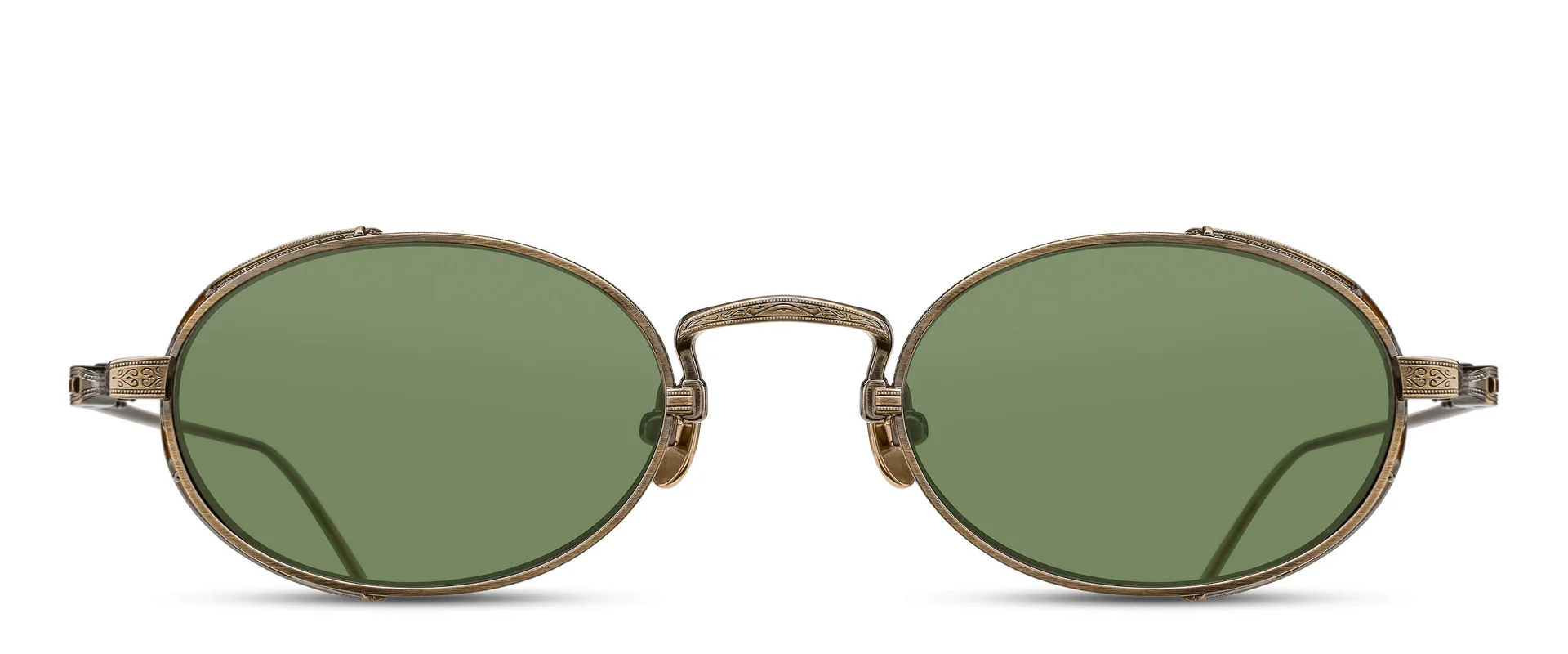 Lunettes de soleil Matsuda M3169 AG or antique avec verres verts vue de face chez The House of Eyewear opticien Paris 1er