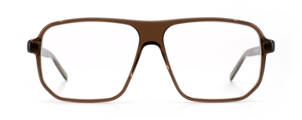 Lunettes de vue rectangulaires aviateur Götti Switzerland Spence DTB marron transparent vue de face en acétate – Opticien Paris 1er
