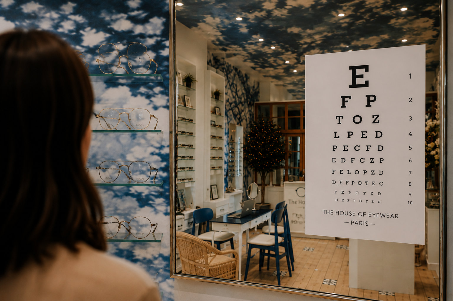 Contrôle de la vue avec échelle d’acuité chez The House of Eyewear à Paris 1er