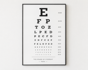Échelle d’acuité pour examen de vue chez The House of Eyewear, opticien à Paris 1er