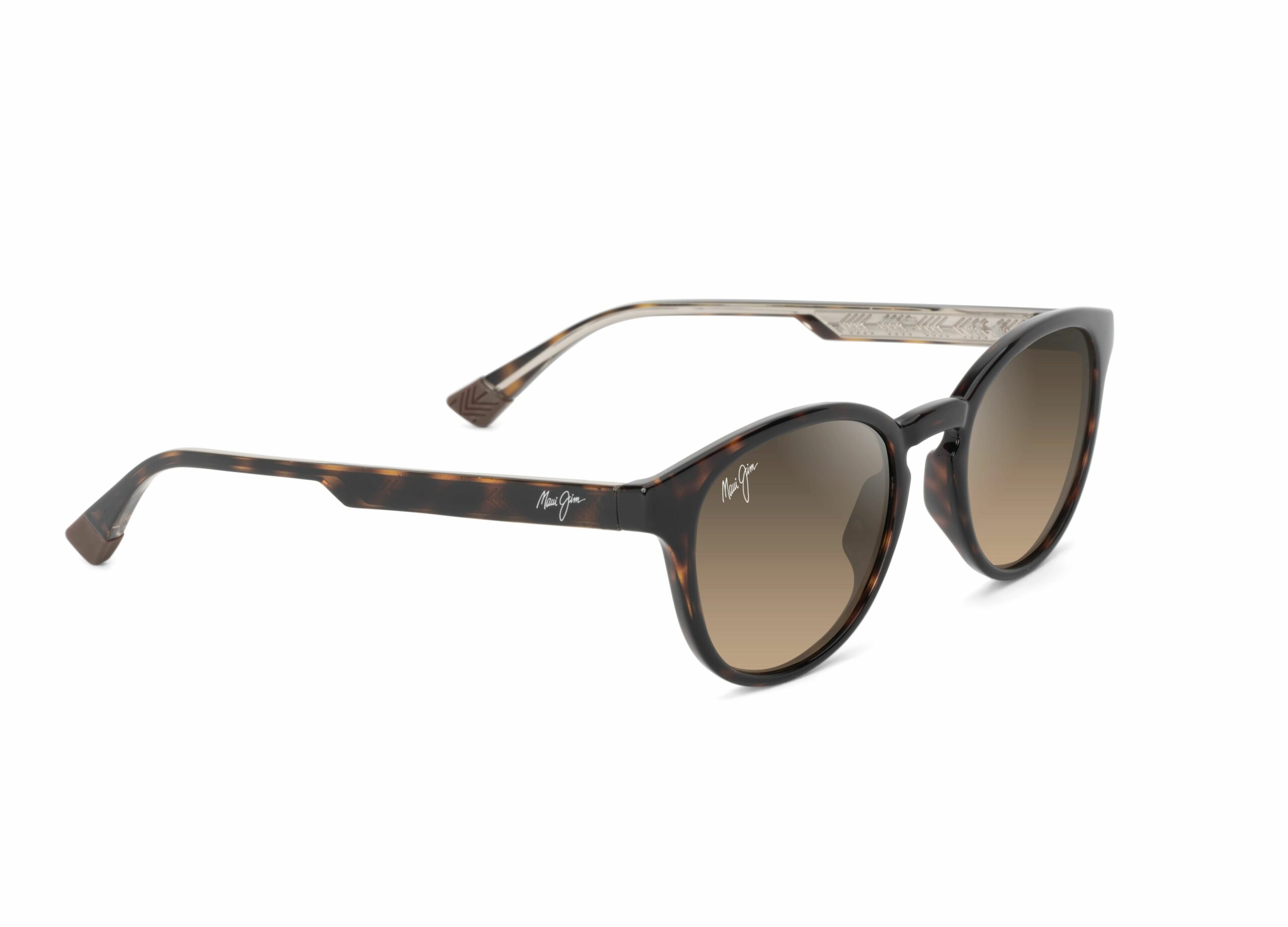 Maui Jim Hiehie en havane brillant et jaune transparent avec branches à motif signature – The House of Eyewear Paris
