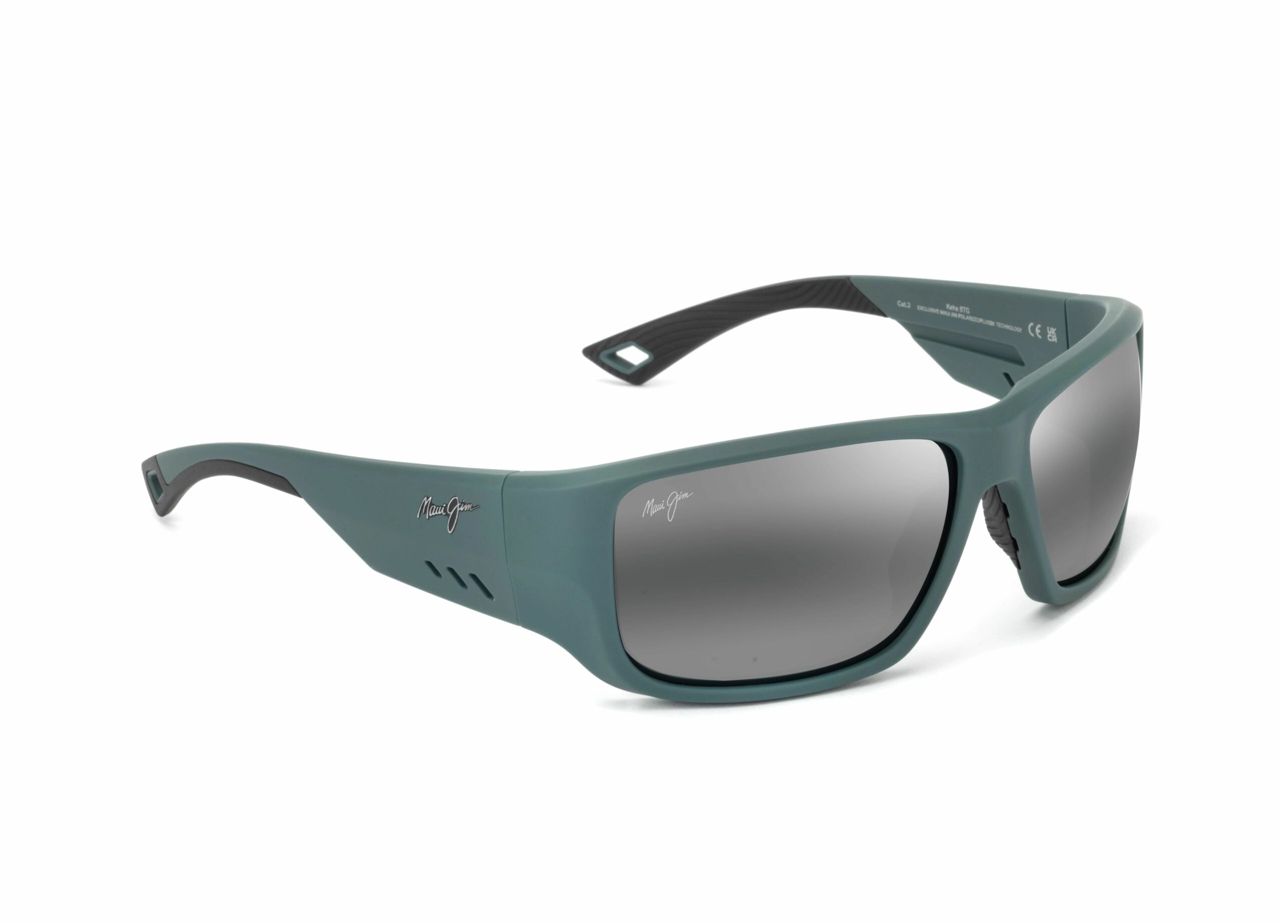 Maui Jim Keha sportive avec monture vert mat, aérations latérales et branches antidérapantes – The House of Eyewear Paris