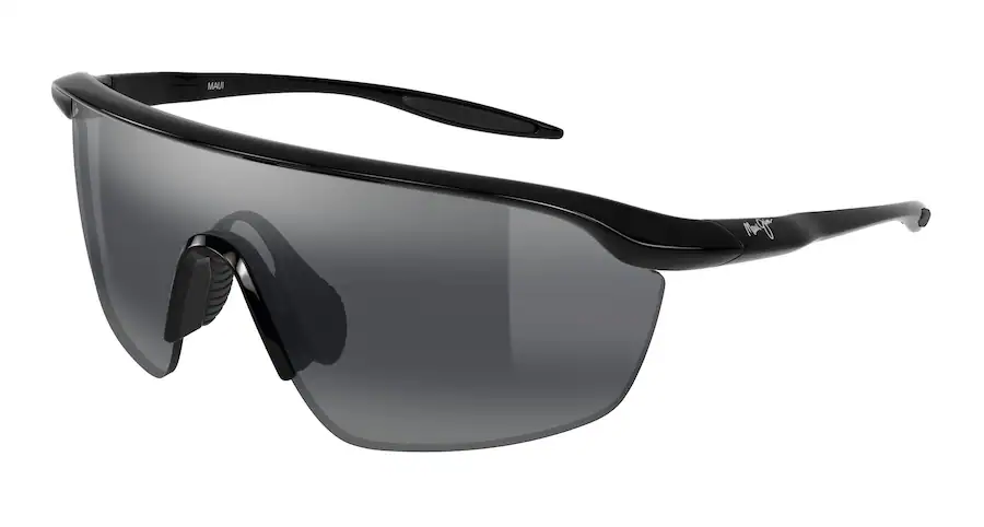 Lunettes écran Maui Jim Miona AF noires avec plaquettes réglables et verre gris – The House of Eyewear Paris