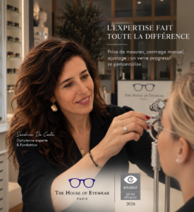 Centrage manuel des verres progressifs – The House of Eyewear Prise de mesures et centrage manuel de verres progressifs chez The House of Eyewear, opticien à Paris 1er