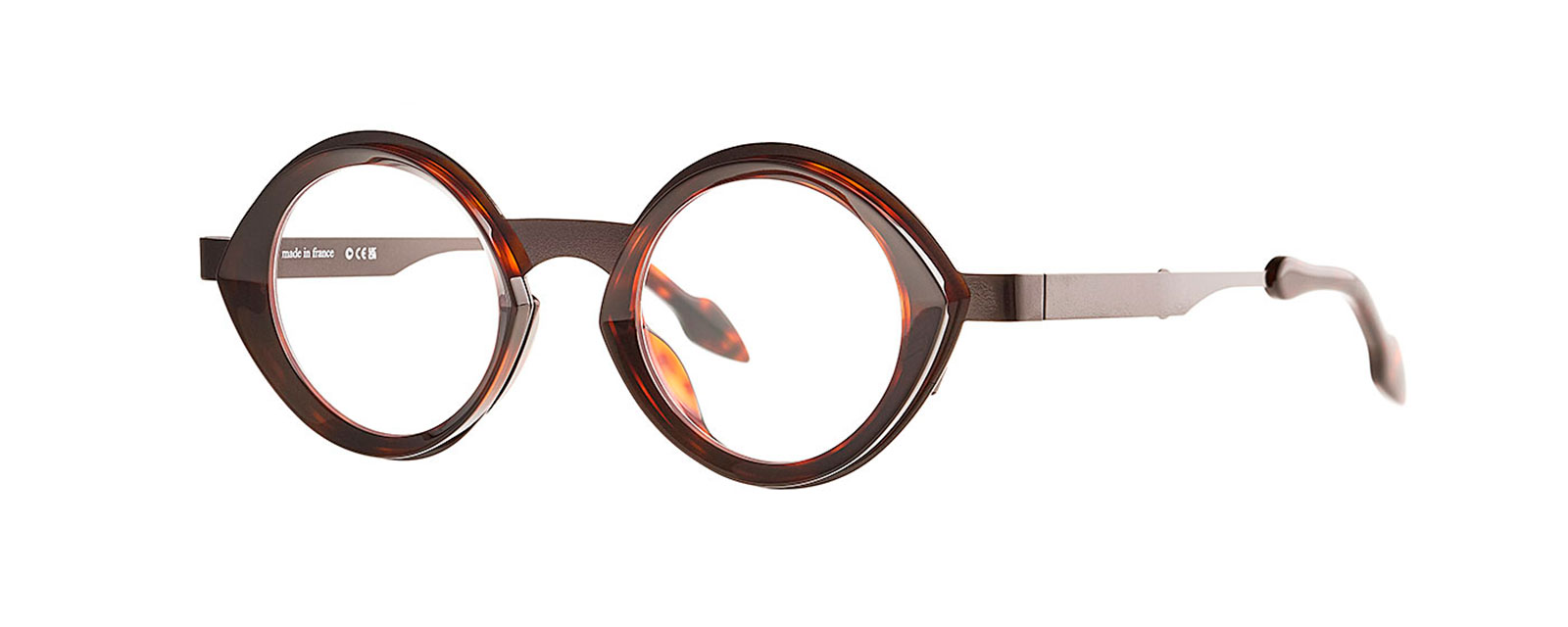 Lunettes Theo Pipe écaille et métal marron