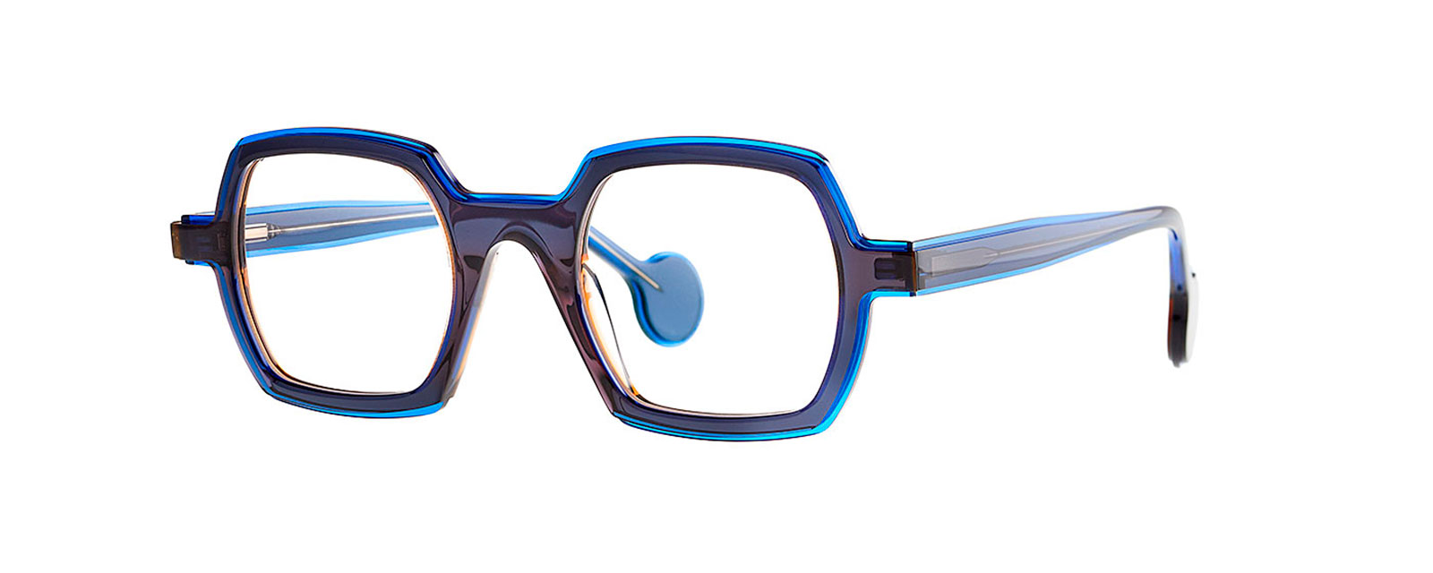 Lunettes Theo Velpon 017 bleu transparent et Golden Syrup