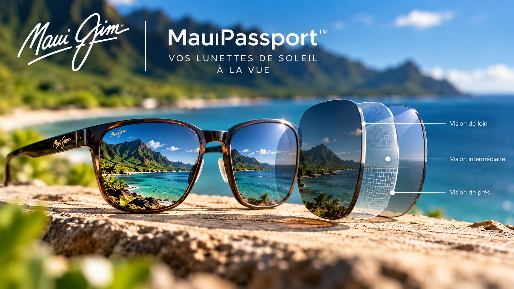 MauiPassport – lunettes de soleil Maui Jim à la vue Verres correcteurs Maui Jim MauiPassport pour lunettes de soleil polarisées à la vue