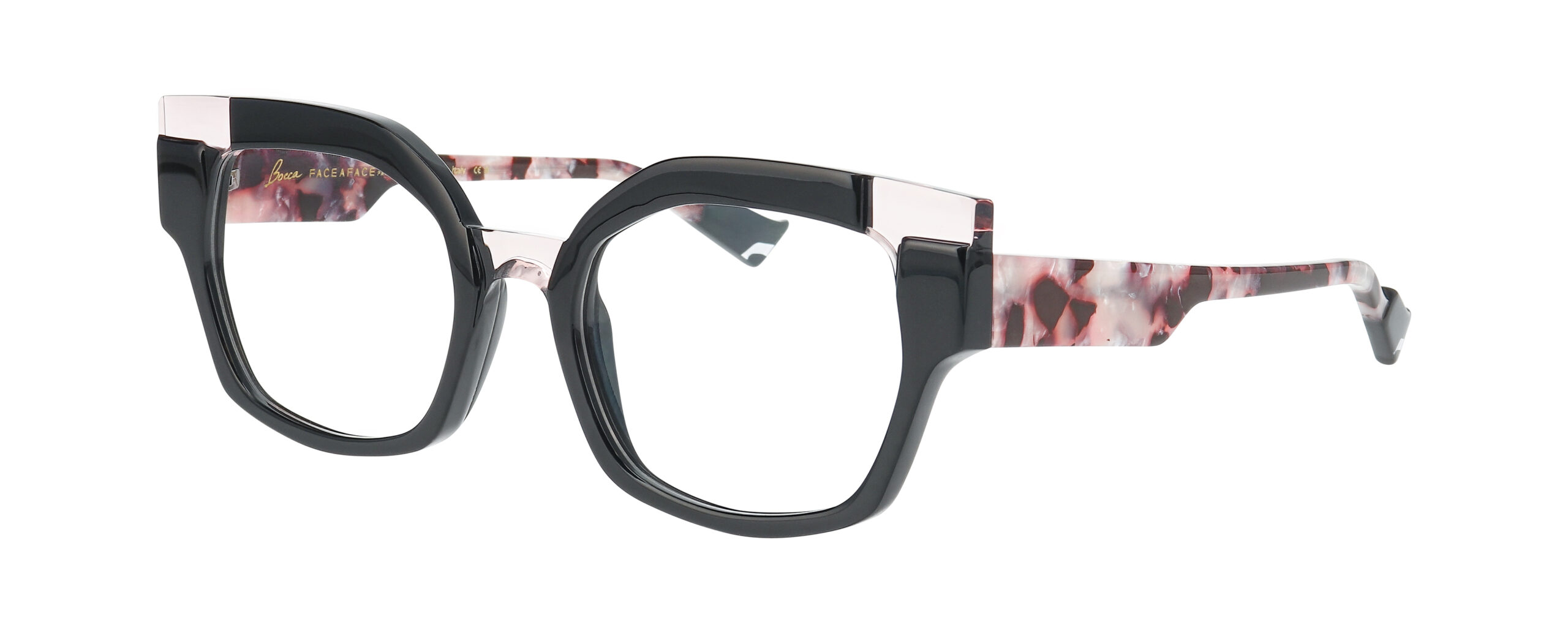 Monture BOCCA CHANCE 2 FACE A FACE noire avec branches marbrées roses et brunes